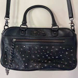 Betsey Johnson studded satchel bag- EUC !!
